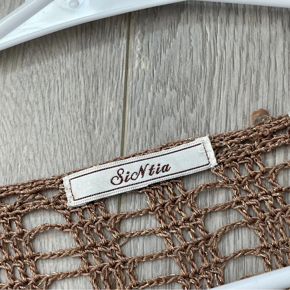 Vintage Crochet Top Brown (s/m) siNita bohemian festival swim cover up beach - Picture 2 of 6